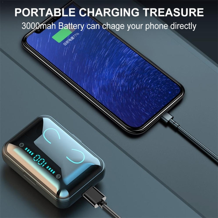 F9-5U Four-bar Breathing Light + Digital Display Noise Reduction Touch Bluetooth Earphone with Charging Box, F9-5U White, F9-5U Black