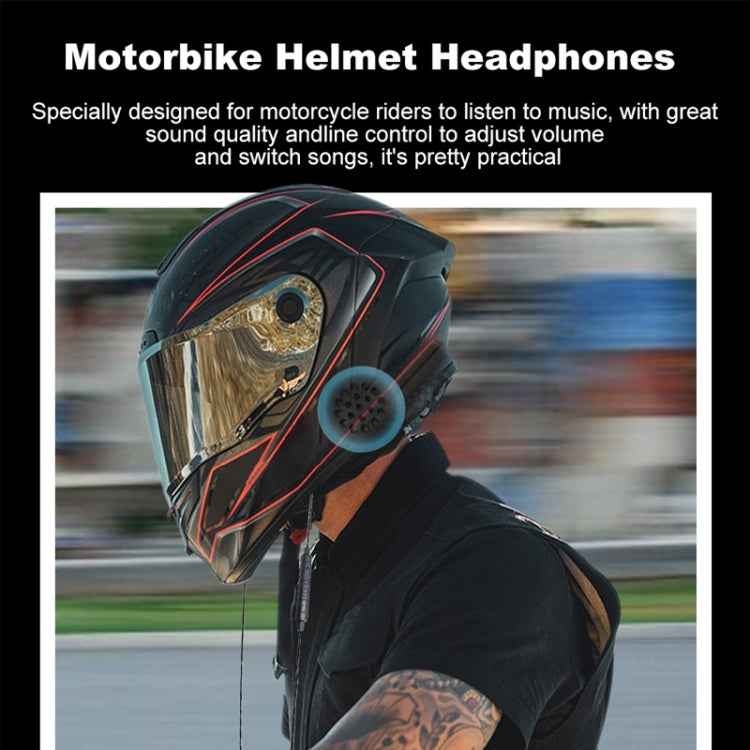 T33 3.5mm Interface Music Call Motorcycle Helmet Wired Headphone, Length: 1.2m