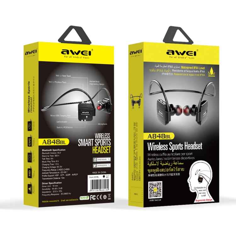awei A848BL Neck-mounted Wireless Bluetooth Sports Stereo Earphone