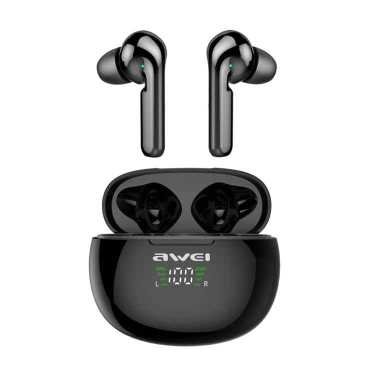 awei T15P Bluetooth V5.0 TWS Ture Wireless Sports LED Display Headset with Charging Case
