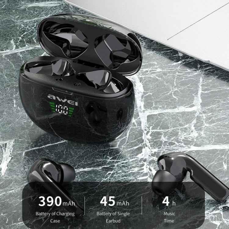 awei T15P Bluetooth V5.0 TWS Ture Wireless Sports LED Display Headset with Charging Case