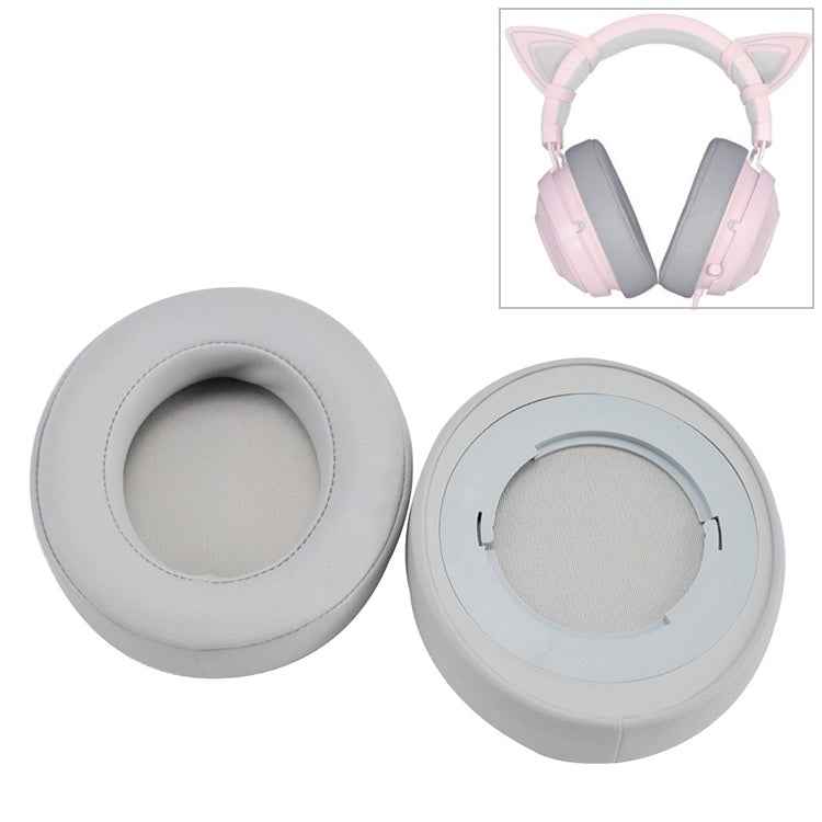 2 PCS For Razer Kraken 7.1 V2 Headphone Cushion Sponge Grey Net Cover Earmuffs Replacement Earpads