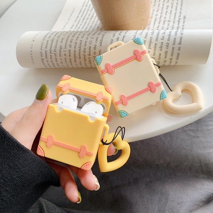 Wireless Earphones Shockproof Candy Colored Suitcase Silicone Protective Case for Apple AirPods 1 / 2, Blue, Apricot, Yellow, Orange, Pink, Green