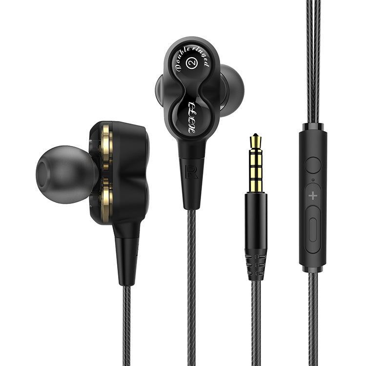 D12 1.2m Wired In Ear 3.5mm Interface Stereo Wire-Controlled HIFI Earphones Dual-motion Loop Running Game Music Headset With Packaging, D12 With Packaging (Black)