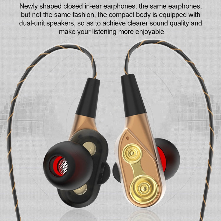 D12 1.2m Wired In Ear 3.5mm Interface Stereo Wire-Controlled HIFI Earphones Dual-motion Loop Running Game Music Headset With Packaging, D12 With Packaging (Black)