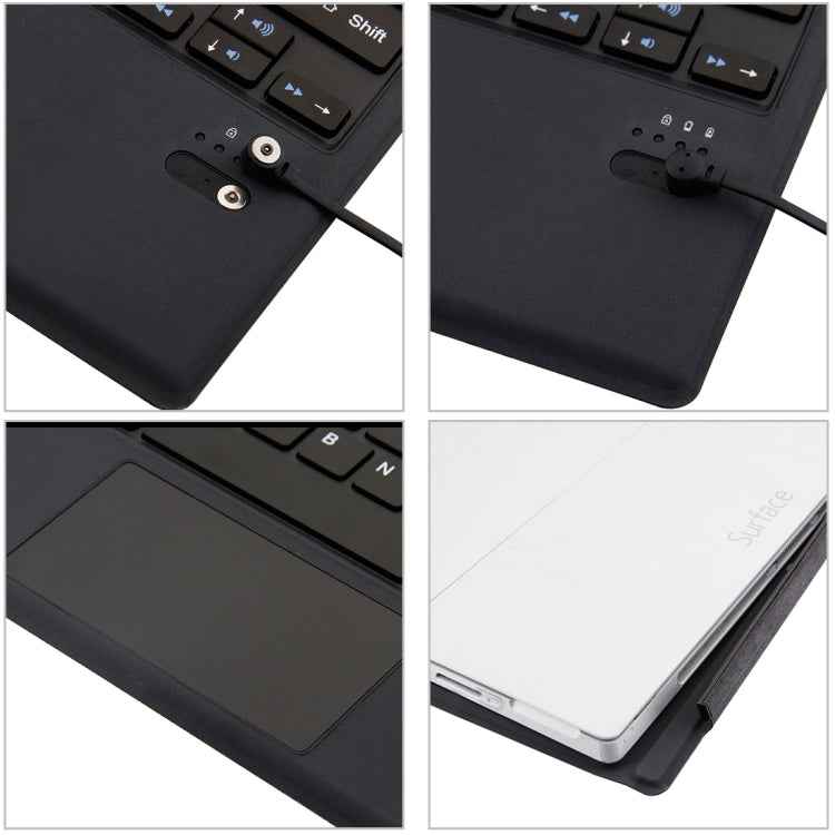 1089A Magnetic Charging Bluetooth V3.0 Keyboard + Microfiber Leather Tablet Case for Microsoft Surface Pro 3 / 4 / 5 / 6(Black)