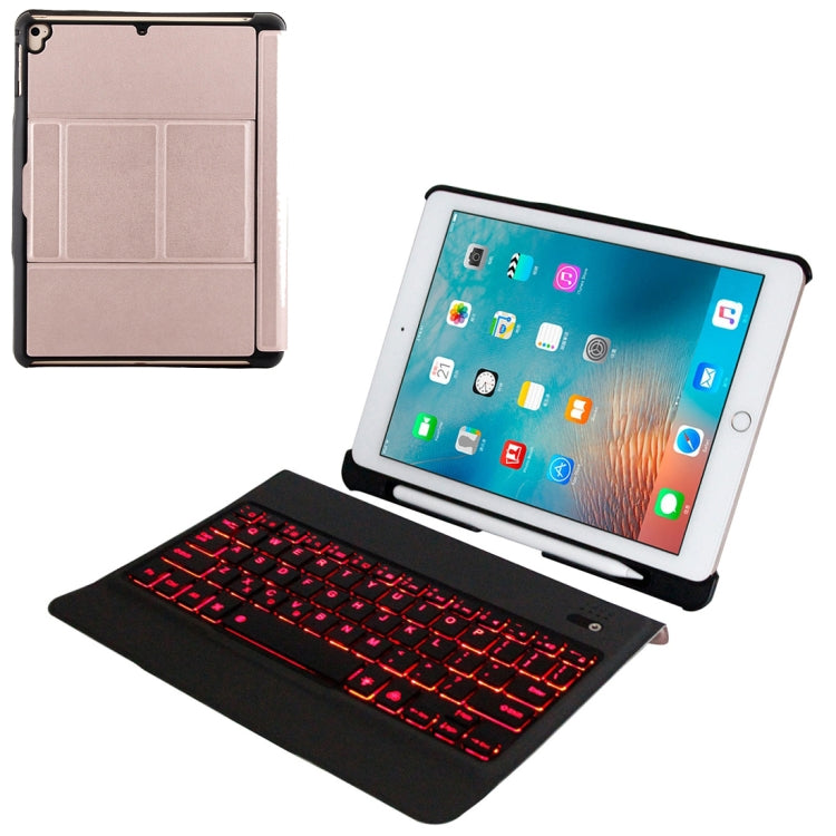 T-201D Detachable Bluetooth 3.0 Ultra-thin Keyboard + Lambskin Texture Leather Tablet Case for iPad Air / Air 2 / iPad Pro 9.7 inch, Support Multi-angle Adjustment / Backlight, T-201D