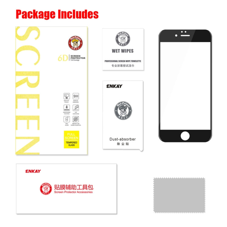 ENKAY Hat-Prince 0.26mm 9H Surface Hardness 6D Curved Edge Full Screen Tempered Glass Film for iPhone 6 & 6s