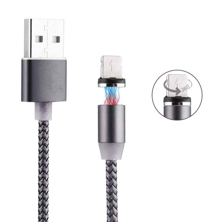 360 Degree Rotation 8 Pin to USB 2.0 Weave Style Magnetic Charging Cable with LED Indicator, Cable Length: 1m