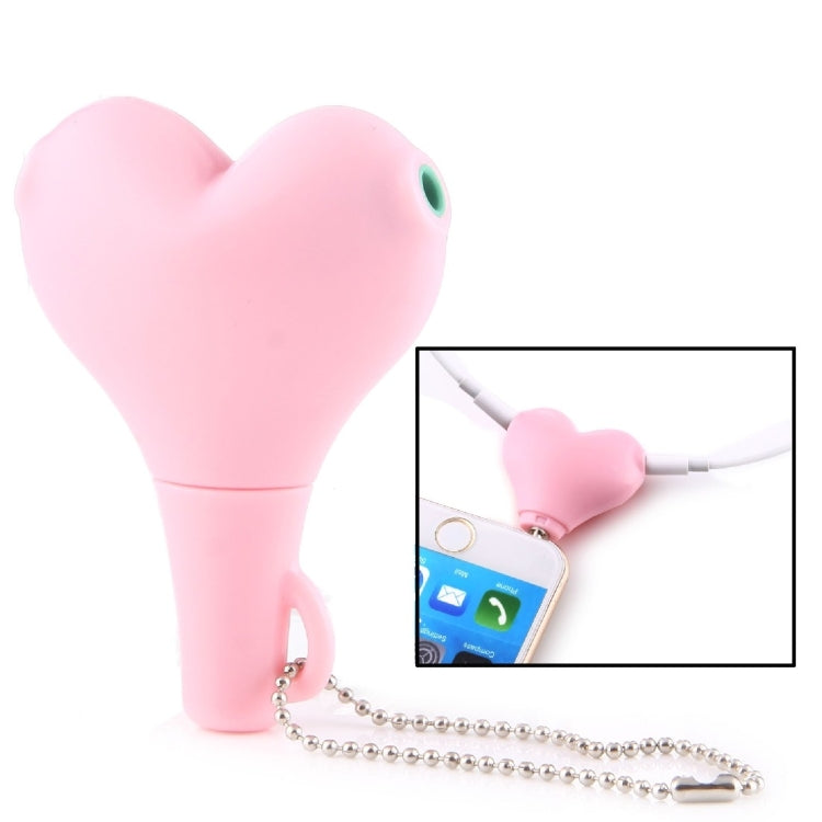 1 Male to 2 Females 3.5mm Jack Plug Multi-function Heart Shaped Earphone Audio Video Splitter Adapter with Key Chain for iPhone, iPad, iPod, Samsung, Xiaomi, HTC and Other 3.5 mm Audio Interface Electronic Digital Products