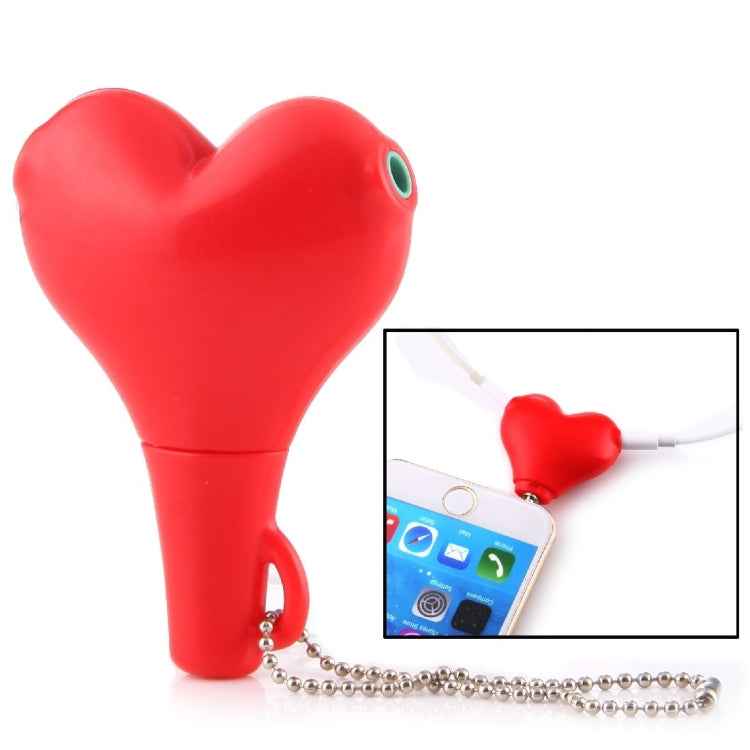 1 Male to 2 Females 3.5mm Jack Plug Multi-function Heart Shaped Earphone Audio Video Splitter Adapter with Key Chain for iPhone, iPad, iPod, Samsung, Xiaomi, HTC and Other 3.5 mm Audio Interface Electronic Digital Products