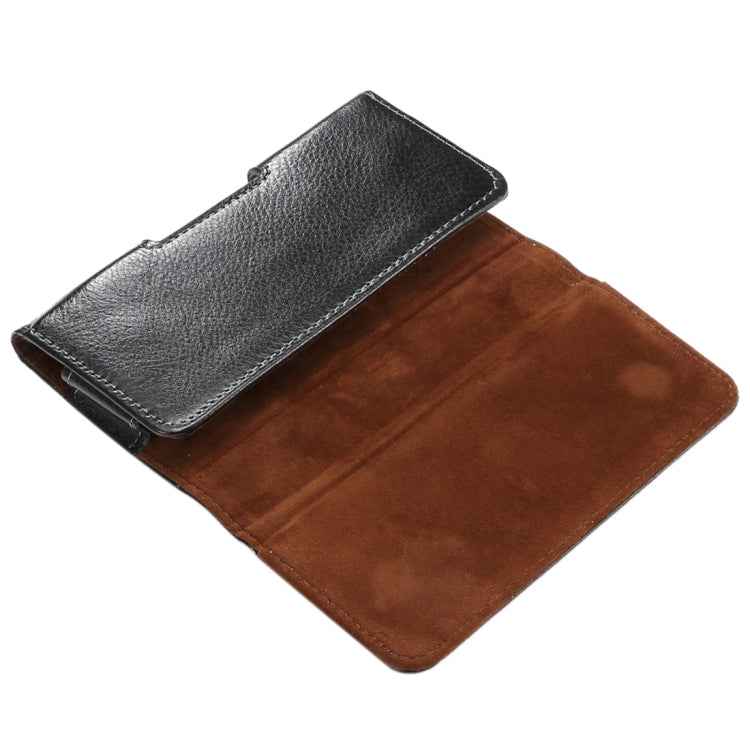 5.7 inch Litchi Texture Vertical Flip Thwartwise Genuine Leather Case / Waist Bag with Rotatable Back Splint for iPhone 7 & 6s Plus & 6 Plus, Galaxy Note 8 & Galaxy S6 Edge+ & A9 & A8, Huawei Mate 8 & Mate7, etc