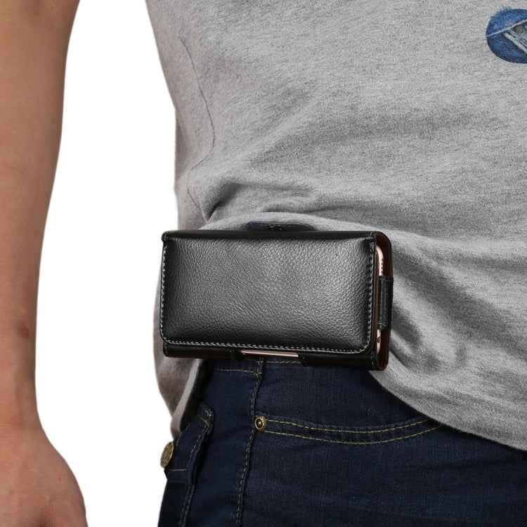 5.7 inch Litchi Texture Vertical Flip Thwartwise Genuine Leather Case / Waist Bag with Rotatable Back Splint for iPhone 7 & 6s Plus & 6 Plus, Galaxy Note 8 & Galaxy S6 Edge+ & A9 & A8, Huawei Mate 8 & Mate7, etc