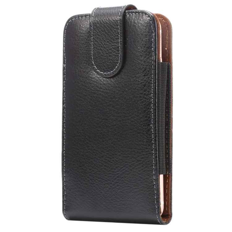 5.7 inch Litchi Texture Vertical Flip Upright Genuine Leather Case / Waist Bag with Rotatable Back Splint for iPhone 7 & 6s Plus & 6 Plus, Galaxy Note 5 & Note 4 & S6 Edge+ & A9 & A8, etc