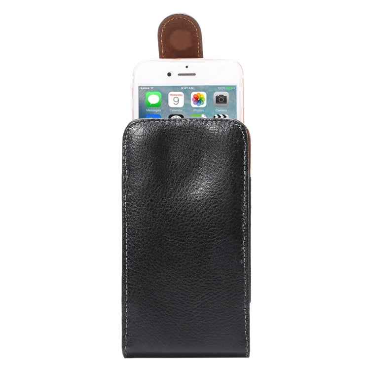 5.7 inch Litchi Texture Vertical Flip Upright Genuine Leather Case / Waist Bag with Rotatable Back Splint for iPhone 7 & 6s Plus & 6 Plus, Galaxy Note 5 & Note 4 & S6 Edge+ & A9 & A8, etc