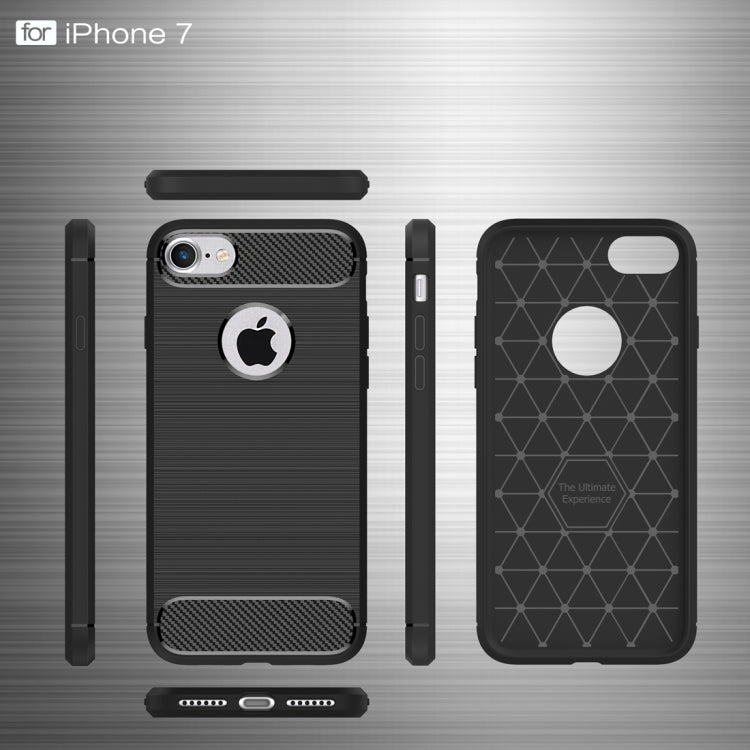 For iPhone 8 & 7 Brushed Texture Fiber TPU Rugged Armor Protective Case, For iPhone 8 & 7