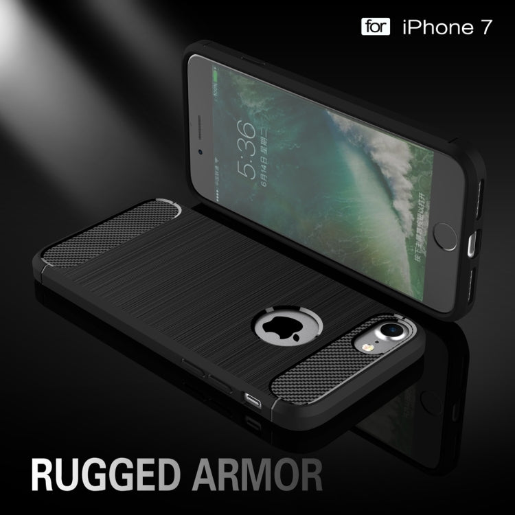 For iPhone 8 & 7 Brushed Texture Fiber TPU Rugged Armor Protective Case, For iPhone 8 & 7