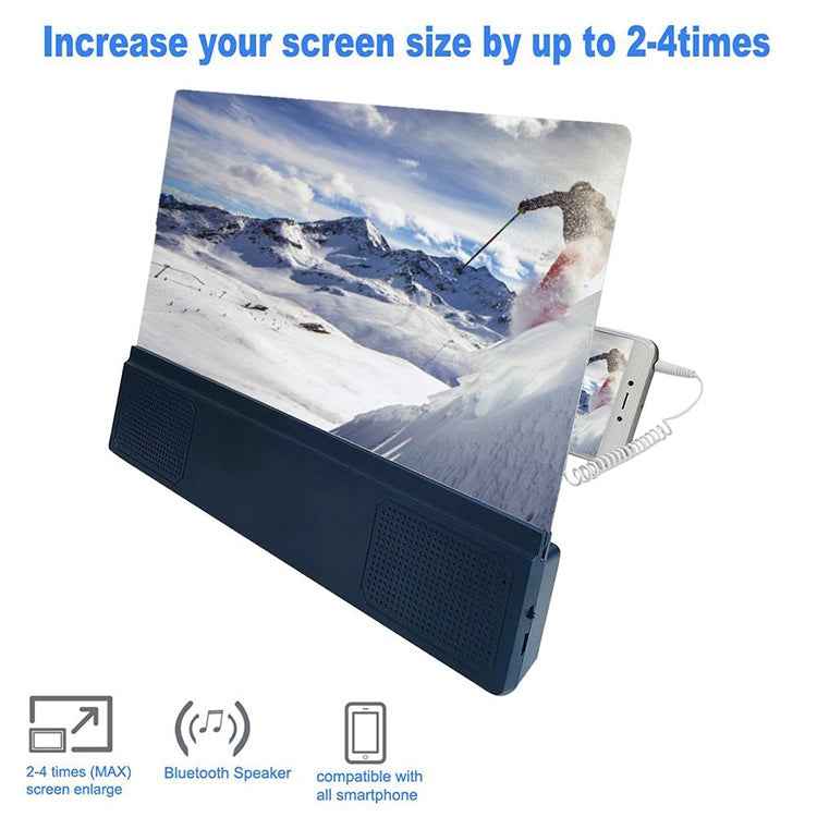 F5 12 inch Universal Mobile Phone Screen Amplifier HD Video Amplifier with Stand & Speaker, Charging Version