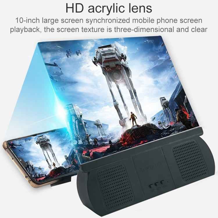F9 10 inch Universal Chargeable Mobile Phone Screen Amplifier HD Video Amplifier with Silicone Suction Cup Stand & Bluetooth Speaker
