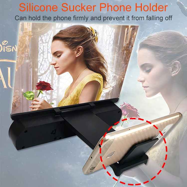 F9 10 inch Universal Chargeable Mobile Phone Screen Amplifier HD Video Amplifier with Silicone Suction Cup Stand & Bluetooth Speaker