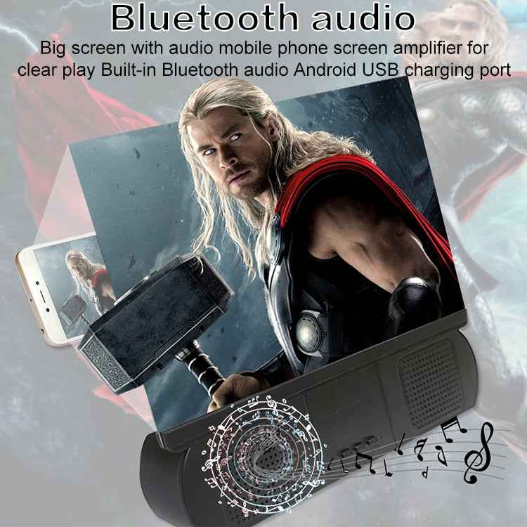 F9 10 inch Universal Chargeable Mobile Phone Screen Amplifier HD Video Amplifier with Silicone Suction Cup Stand & Bluetooth Speaker