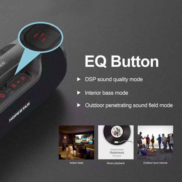 HOPESTAR A6X TWS Portable Outdoor Bluetooth Speaker with Colorful Music Lights, Support Power Bank & Hands-free Call & U Disk & TF Card & 3.5mm AUX