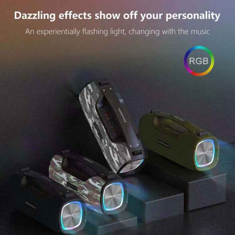 HOPESTAR A6X TWS Portable Outdoor Bluetooth Speaker with Colorful Music Lights, Support Power Bank & Hands-free Call & U Disk & TF Card & 3.5mm AUX