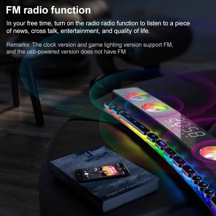 SOAIY SH39 Colorful Spectrum Lighting Effect + Mechanical Buttons + Clock Alarm + Battery Desktop Home Gaming Bluetooth Speaker