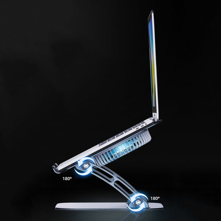 R-JUST HZ22 Dual-purpose Desktop Fan Aluminum Alloy Laptop Bracket with Light