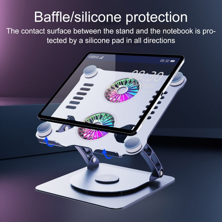 R- JUST HZ13-1 Rotating Foldable Multi-Angle Aluminum Alloy Laptop Fan Bracket, HZ13-1 Grey, HZ13-1 Silver