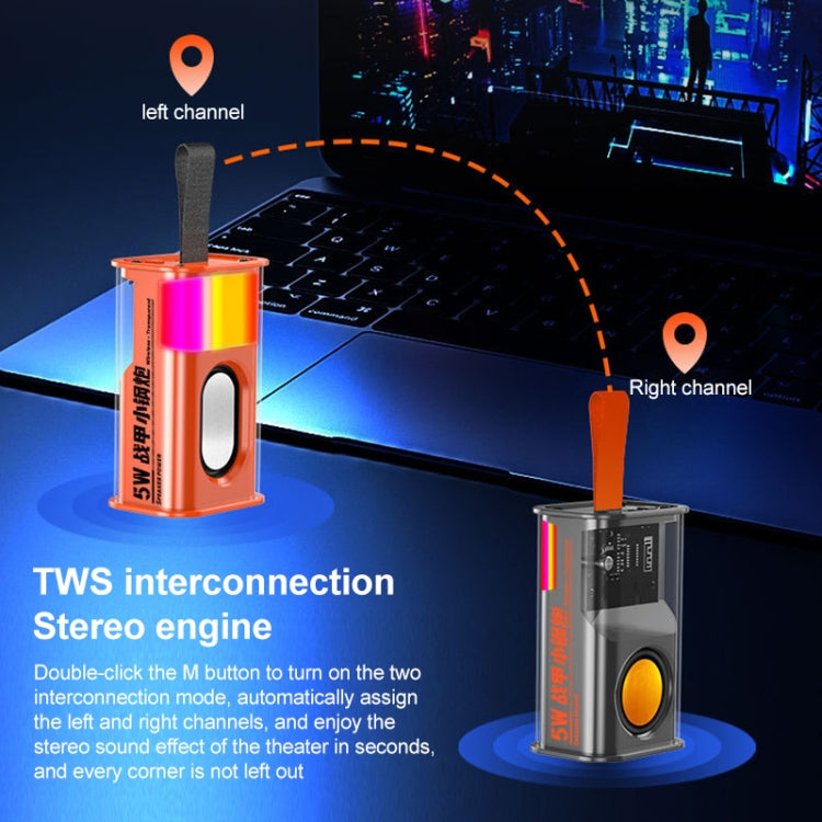 5W Portable Bullet TWS Wireless Bluetooth Speaker, (Orange), (Green), (Grey), (Purple)