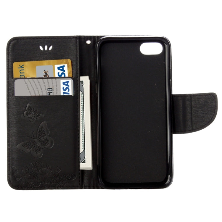 For iPhone 8 & 7 Pressed Flowers Butterfly Pattern Horizontal Flip Leather Case with Holder & Card Slots & Wallet