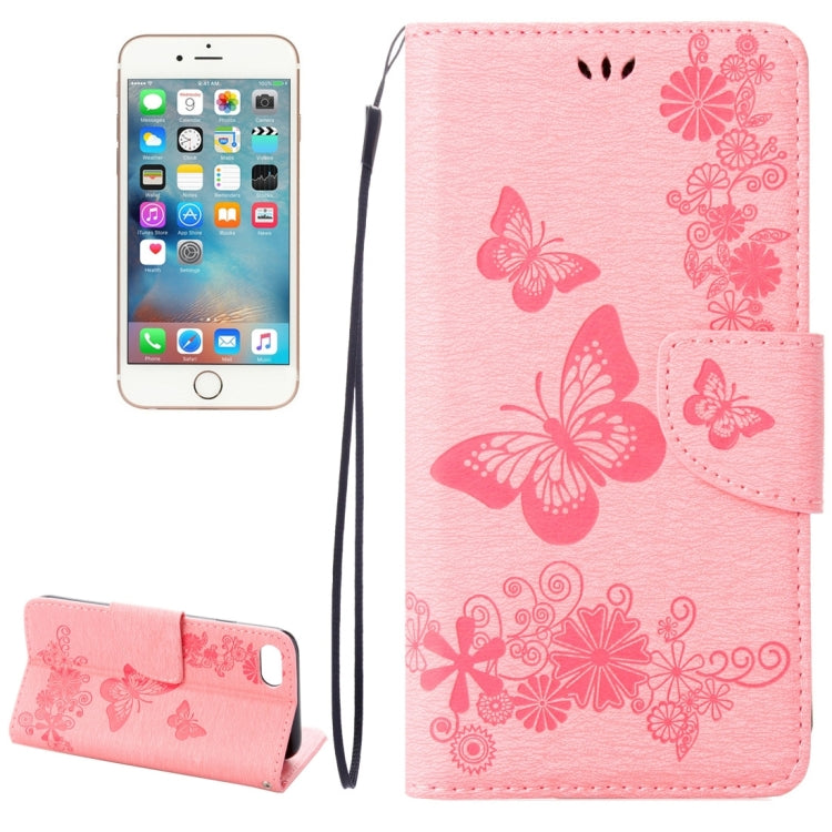 For iPhone 8 & 7 Pressed Flowers Butterfly Pattern Horizontal Flip Leather Case with Holder & Card Slots & Wallet