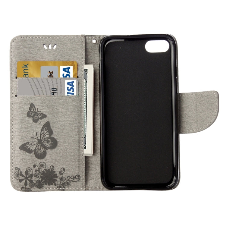 For iPhone 8 & 7 Pressed Flowers Butterfly Pattern Horizontal Flip Leather Case with Holder & Card Slots & Wallet