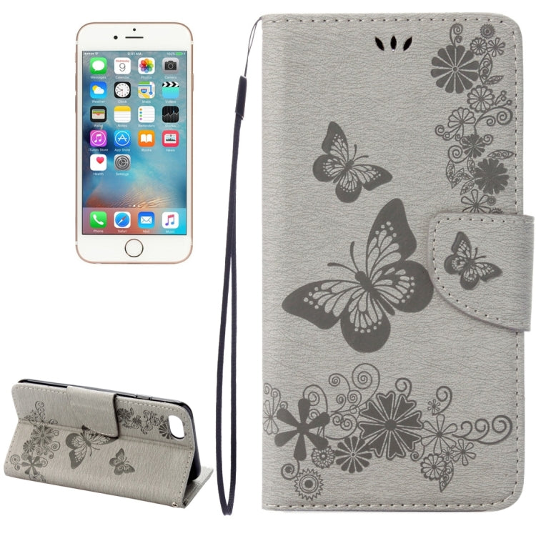 For iPhone 8 & 7 Pressed Flowers Butterfly Pattern Horizontal Flip Leather Case with Holder & Card Slots & Wallet