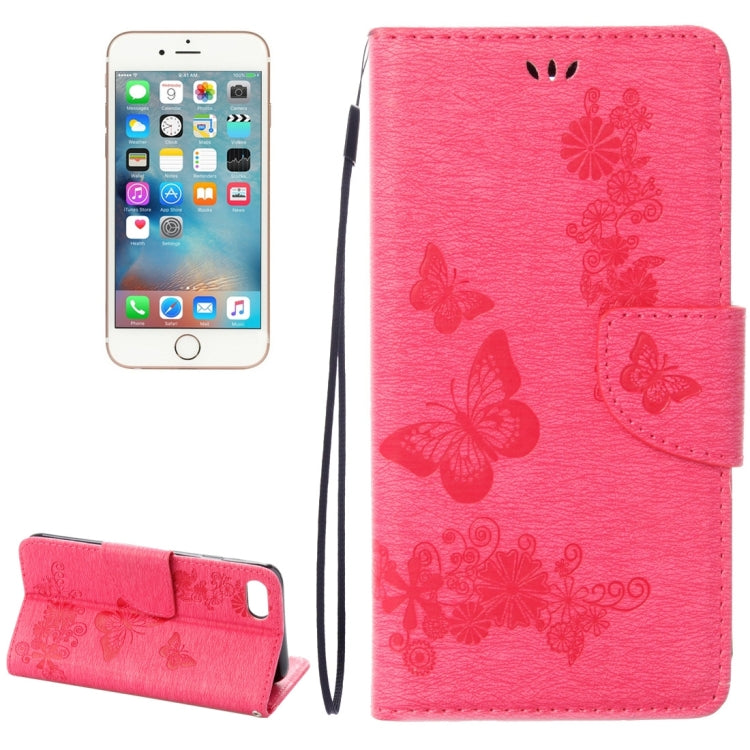 For iPhone 8 & 7 Pressed Flowers Butterfly Pattern Horizontal Flip Leather Case with Holder & Card Slots & Wallet