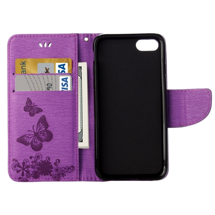 For iPhone 8 & 7 Pressed Flowers Butterfly Pattern Horizontal Flip Leather Case with Holder & Card Slots & Wallet
