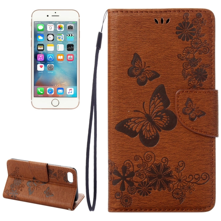 For iPhone 8 & 7 Pressed Flowers Butterfly Pattern Horizontal Flip Leather Case with Holder & Card Slots & Wallet