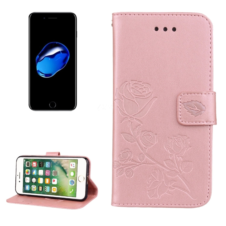 Fro iPhone 8 & 7 Roses Pressed Flowers Pattern Flip Leather Case with Holder & Card Slots & Wallet