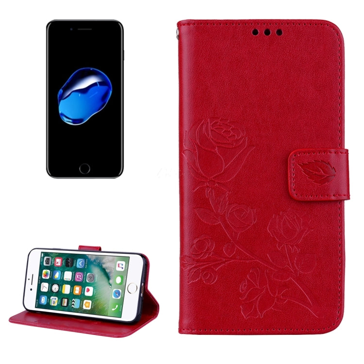Fro iPhone 8 & 7 Roses Pressed Flowers Pattern Flip Leather Case with Holder & Card Slots & Wallet