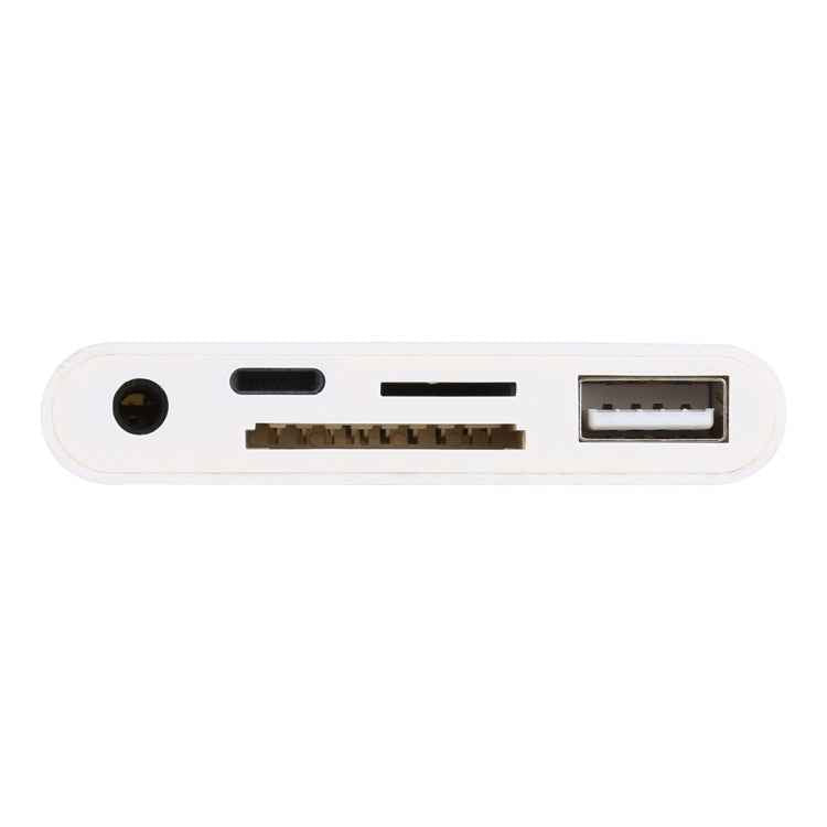 5 in 1 8 Pin to USB HUB And USB-C / Type-C And 3.5mm Earphone And SD And TF Card Reader