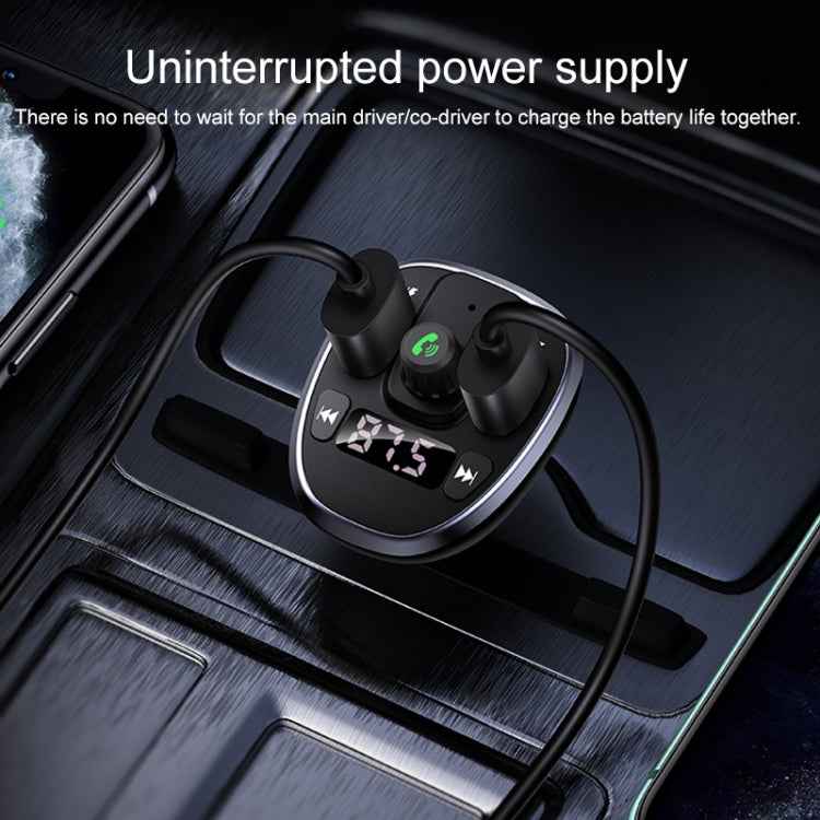 USAMS US-CC115 C21 Dual USB 3.4A Digital Display Wireless FM Car Charger