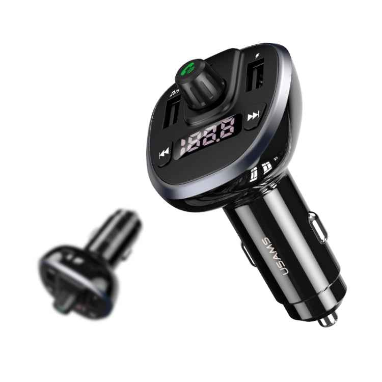 USAMS US-CC115 C21 Dual USB 3.4A Digital Display Wireless FM Car Charger