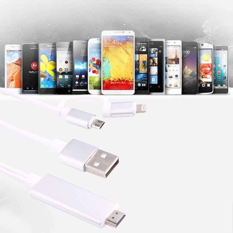 3 in 1 Micro USB & 8 Pin & Type-C to HDMI HD 1080P HDTV Adapter Cable