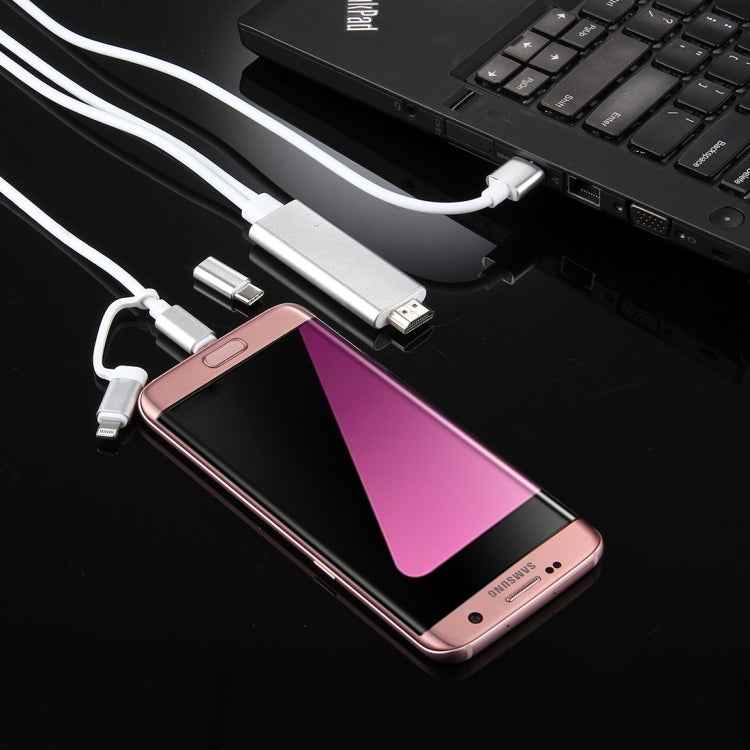 3 in 1 Micro USB & 8 Pin & Type-C to HDMI HD 1080P HDTV Adapter Cable