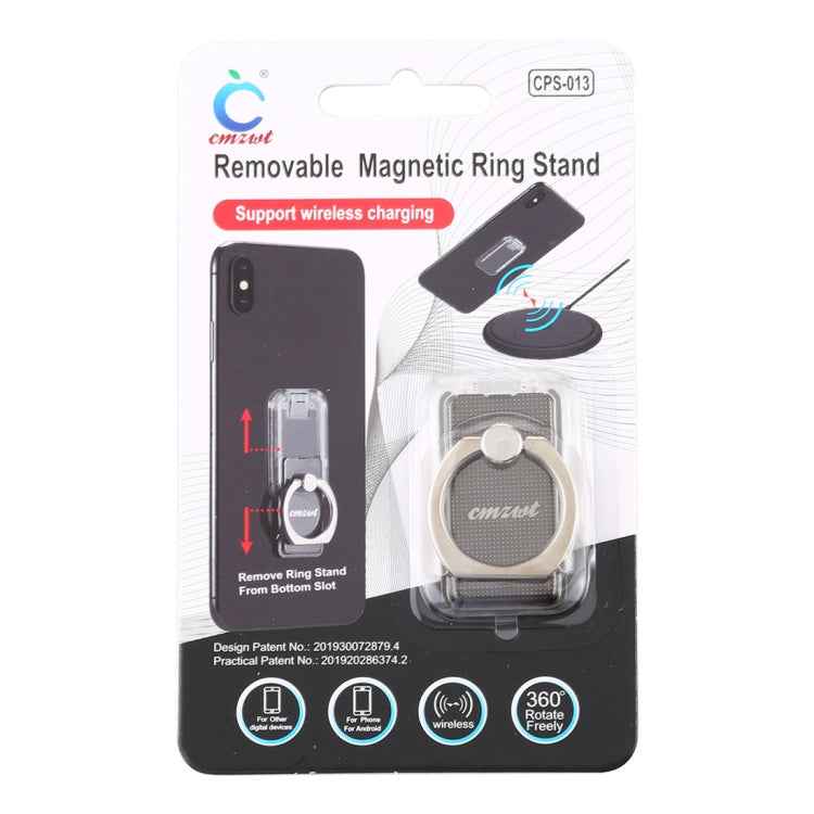 CPS-013 360 Degrees Rotate Freely Removable Magnetic Ring Stand Phone Holder, Support Wireless Charging