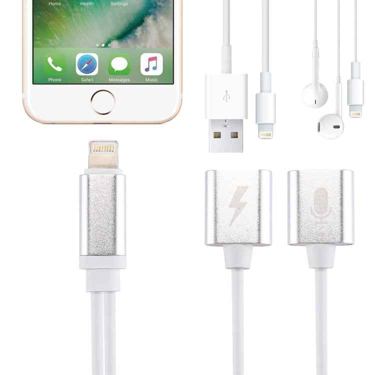 8 Pin Male to Female Charger + 8 Pin Female Audio Adapter, Support iOS 10.3.1 or Above Phones & Call Function