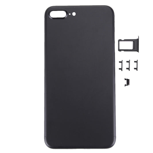 Carcasa completa 5 en 1 para iPhone 7 Plus (cubierta trasera + bandeja para tarjetas + tecla de control de volumen + botón de encendido + interruptor de silencio y tecla vibradora), para iPhone 7 Plus, para iPhone 7P con teclas laterales.