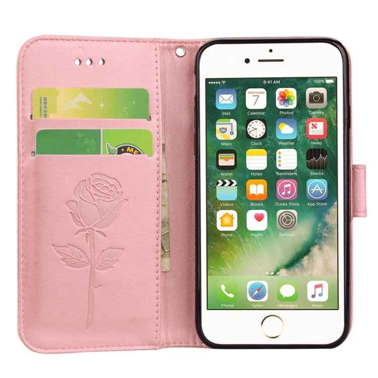 Fro iPhone 8 Plus & 7 Plus Roses Pressed Flowers Pattern Flip Leather Case with Holder & Card Slots & Wallet