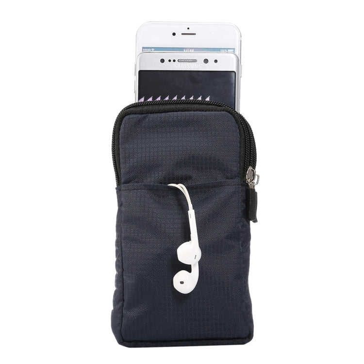 Universal Multi-function Plaid Texture Double Layer Zipper Sports Waist Bag / Shoulder Bag for iPhone X & 7 & 7 Plus / Galaxy S9+ / S8+ / Note 8 / Sony Xperia Z5 / Huawei Mate 8, Size: 16.5 x 9.0 x 3.0cm